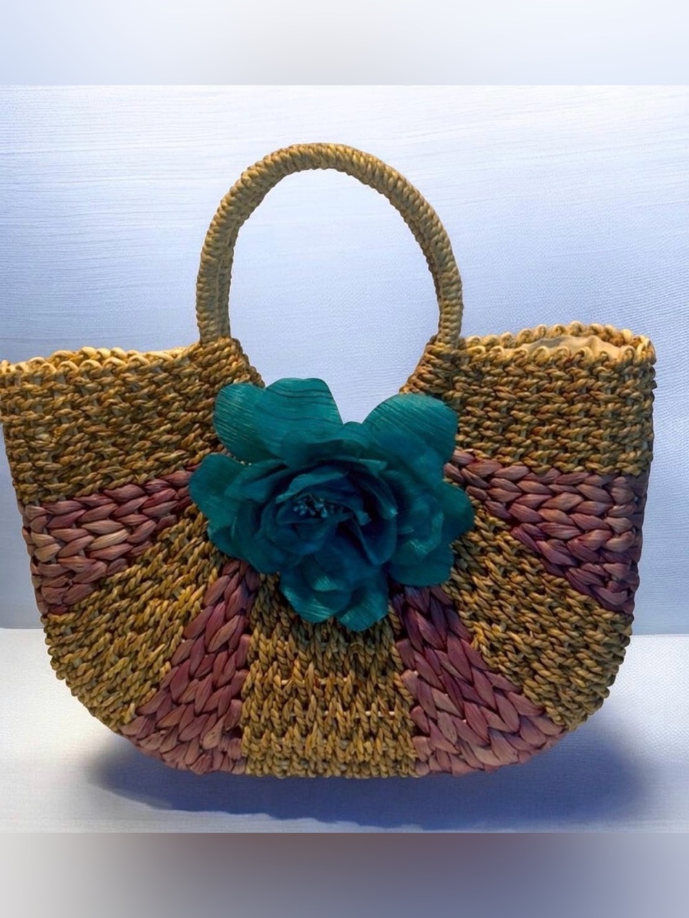 Elegant Woven Tote with Floral Accent
